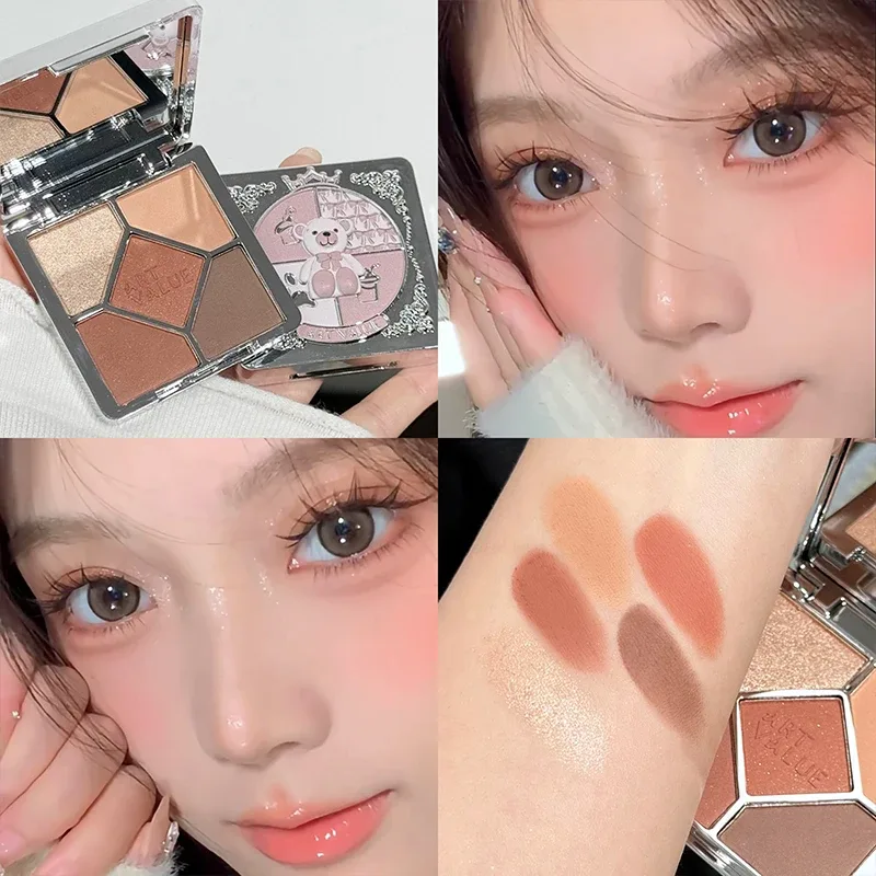 5 Colors Eyeshadow Palette Purple Glitter Pearlescent Matte Eye Shadow Shimmer Makeup Long Lasting Women Beauty Eye Cosmetics