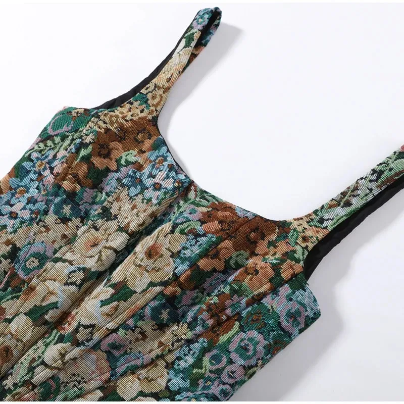 Chic Print Flower Slim Top Women Sleeveless Slash Neck Sling Backless Zipper Vest Female 2026 Fashion Summer Autumn Lady Tops — image 7