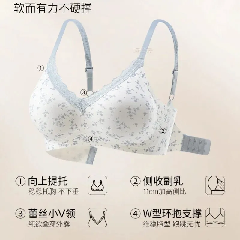 Purely desirable French-style floral lace lingerie for women with small busts designed to enhance the bust gather side breasts — image 5