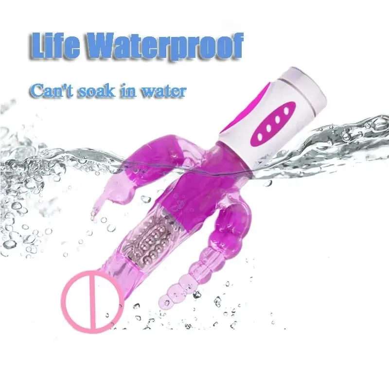 Silicone Rabbit Vibrator 3-in-1 G-Spot Clit Anal Beads Stimulator 10 Modes Thrusting Vibrating Sex Toy for Women — image 5