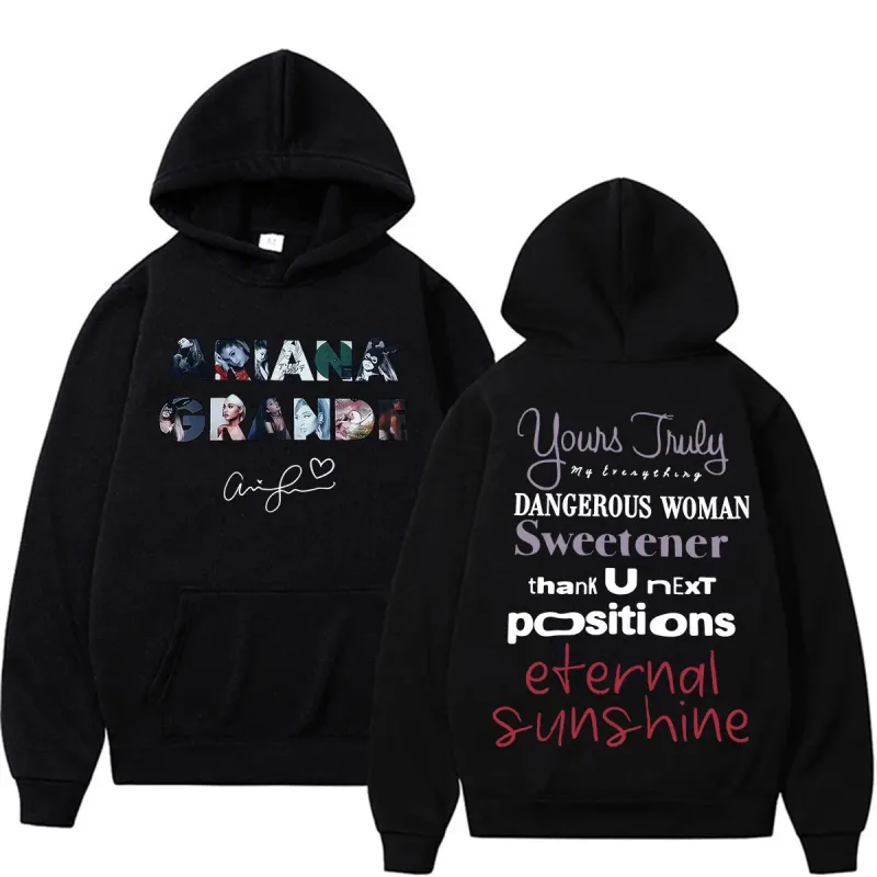 Singer Ariana Grande Album Tour Graphic Hoodies Men Women Fashion Classic Vintage Sweatshirts Autumn/Winter Casual Fleece Hoodie