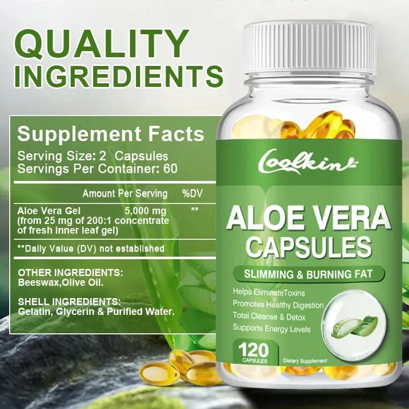 Aloe Vera Extract Capsules - Colon Cleansing Supports Digestive and Immune Health Balances Stomach Acid Antioxidant Non-GMO — image 3