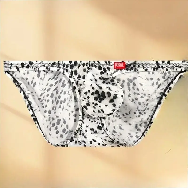 Leopard Ice Silk Mens Sexy Underwear Ultra-thin Silky Convex Pouch Briefs Smooth Man Panties Breathable Low Waist Men Underpants — image 3