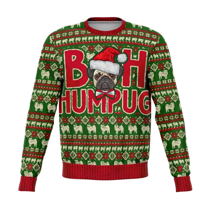 Colorful Dog Cat Pattern Ugly Christmas Sweater For Men 2026 New Year Festival Hoodie Women Merry Christmas Crew Neck Sweatshirt — image 4