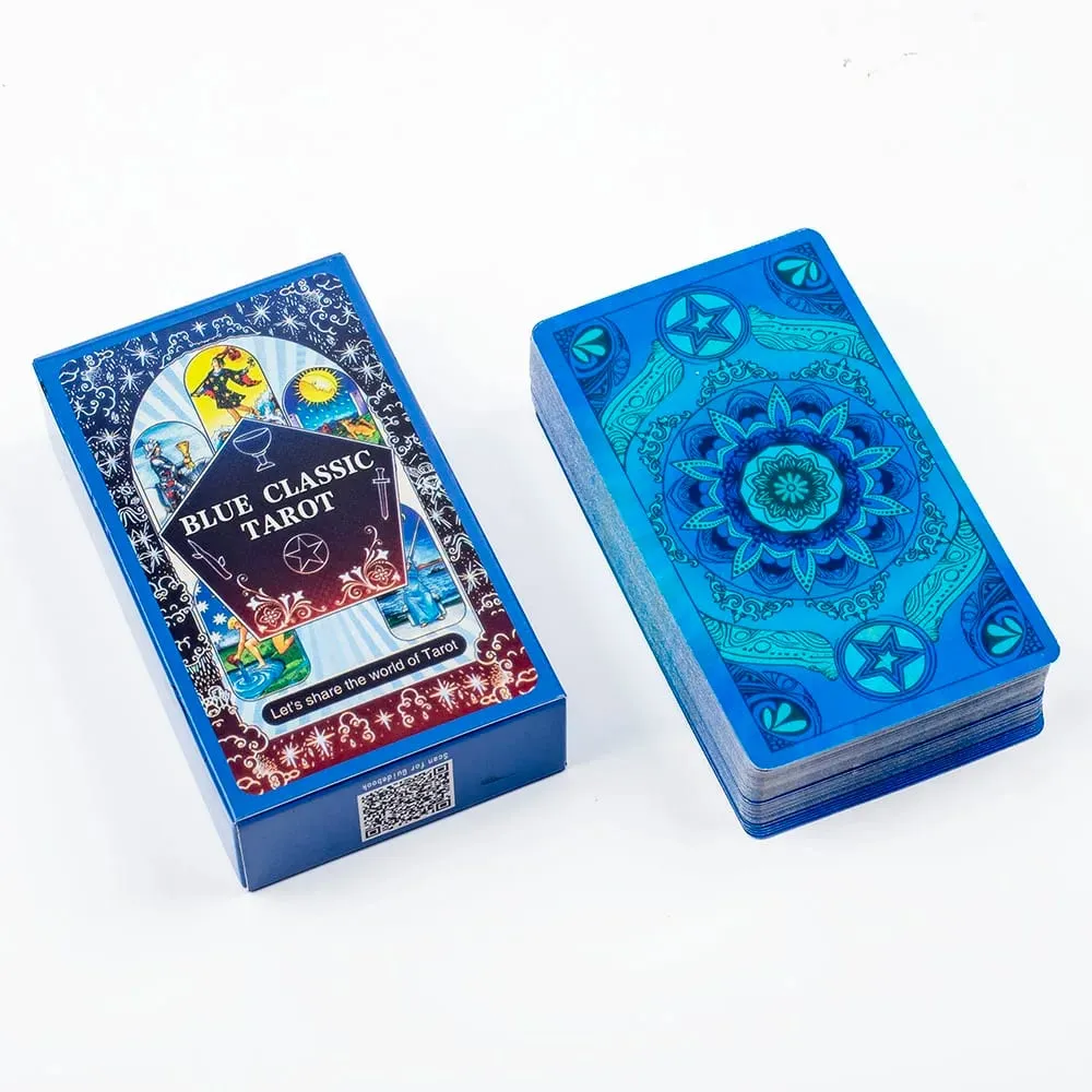 10.3*6cm Blue Classic Tarot Deck - 78 Cards Traditional Waite Imagery with Celestial Mandala Back Unique Starry Border Design — image 4