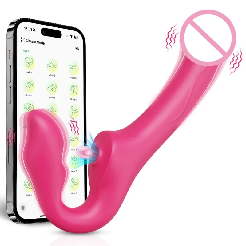 هزاز مزدوج الأطراف للتحكم في التطبيق للنساء G-Spot دسار القضيب القابل للإزالة المهبل تهتز ألعاب الجنس للبالغين للأزواج المثليات