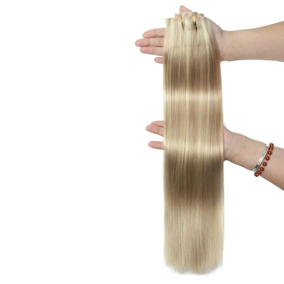 PU ไม่มีรอยต่อคลิปในส่วนขยายของผมธรรมชาติที่มองไม่เห็น PU เทป Weft คลิป Ins เครื่อง Remy 12-24 นิ้วคลิปที่มองไม่เห็น Ins 7PCS — image 2