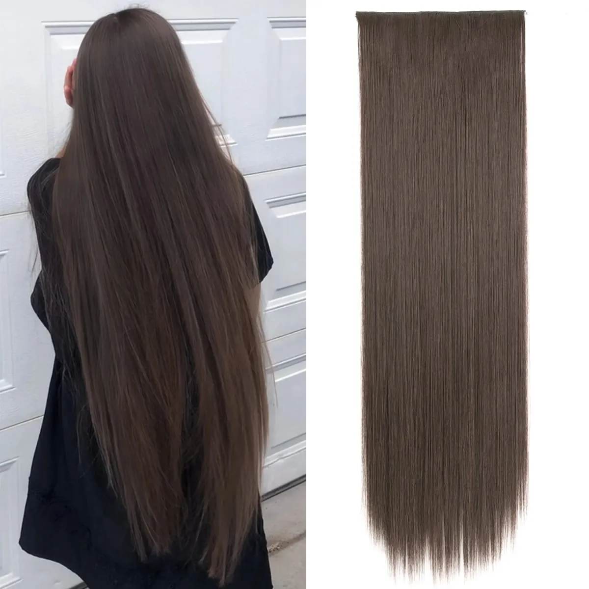 Synthetic Super Long Straight 5 Clip In Hair Extensions 32Inch One Piece Hairpiece for Women Multiple Colors Hair Extensions