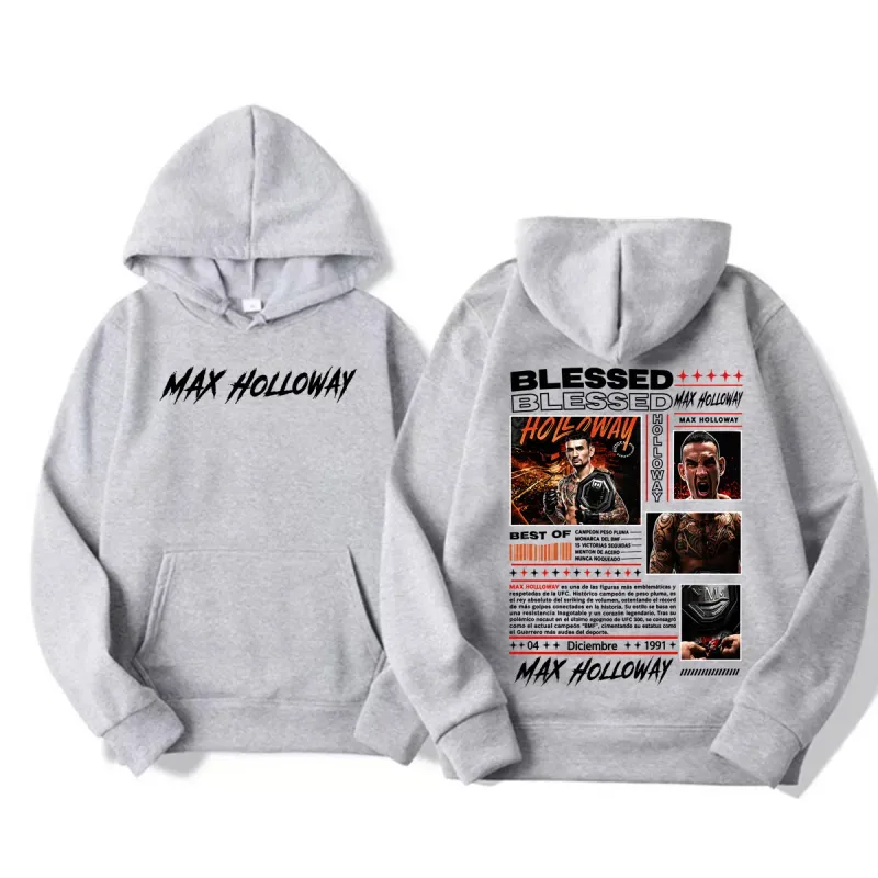 Max Holloway Blessed Vintage Graphic Hoodies Men Women Fashion Violence Aesthetic Sweatshirt Casual High Quality Pullovers Hoody — image 5