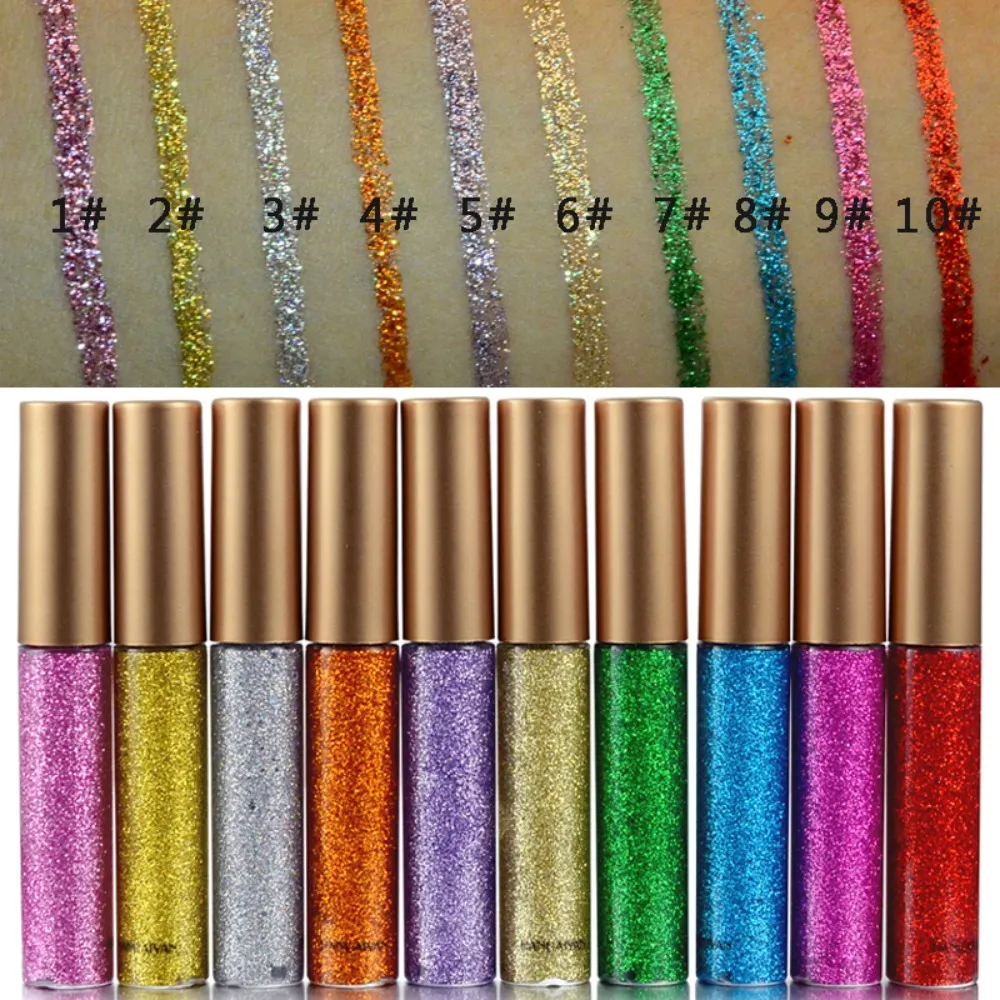 Glitter Liquid Eyeliner Pen Sparkly High Shine Pigment Stage Diamond Eyeshadow Long Lasting Waterproof Eye Makeup
