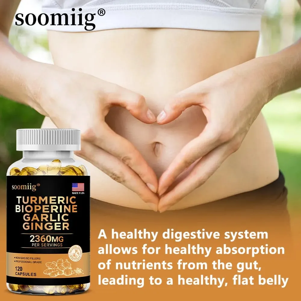 4-in-1 Turmeric and Garlic Supplements with Bioperine 2360 mg Ginger Root Capsules for Joint Digestion & Immune Health Support — image 6