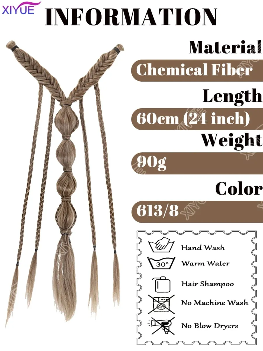 X Bohemia Clip in Hair Extensions 24 Inches Fairy Hair Wig Hairpieces Synthetic Handmade Synthetic Weaving Hair Extensions Girls — image 3