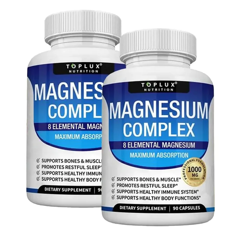 Magnesium Complex Supplement 1000mg - Magnesium Glycinate Citrate Malate Taurate for Bones Muscle Energy 90 Vegan Capsules — image 7