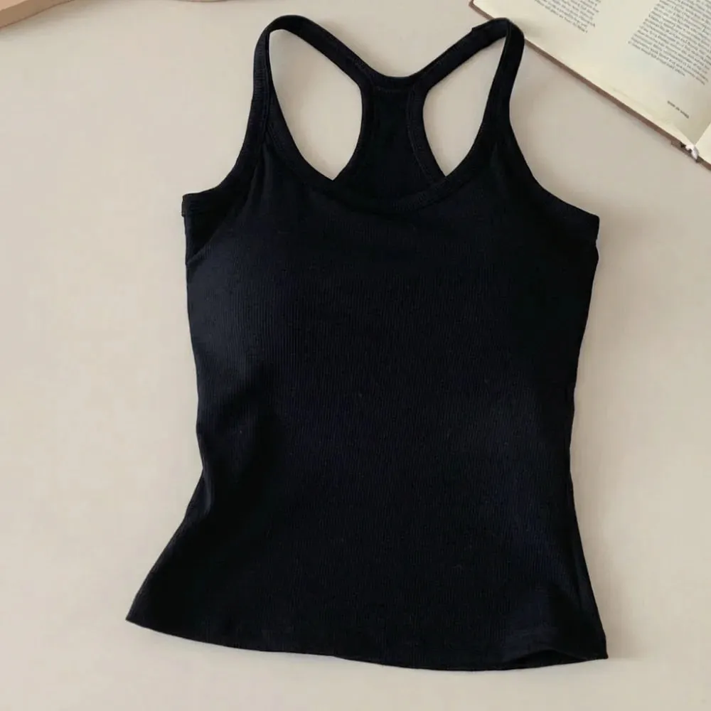 Wide Shoulder Straps Hollow Vest Comfortable H-Shaped Back Breast Small Camisole Slim Design Elastic Thin Tank Tops