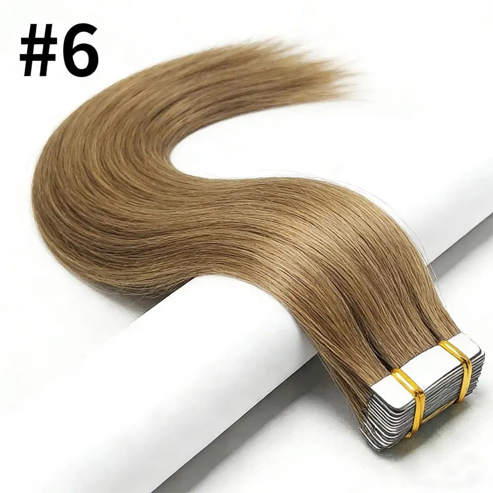 Straight Tape In Hair Extensions 100% Real Remy Human Hair Skin Weft Salon Quality For Woman 50G Tape Ins Human Hair Extension — image 11