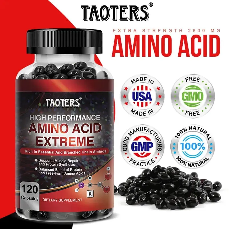 Cápsulas avançadas de aminoácidos para musculação - ajudam a aumentar a resistência, a síntese de proteínas, a construir massa muscular, a energia abdominal