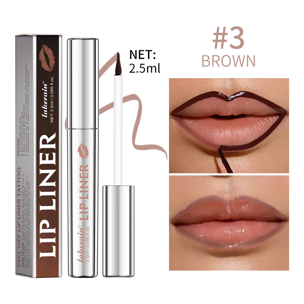 Vattentät Lip Liner Peel Off Tatuering Läppglans Vattentät Långvarig Matt Läpp Nyans Brun Kontur Avrivbar Läppar Fläck Kosmetisk — image 9