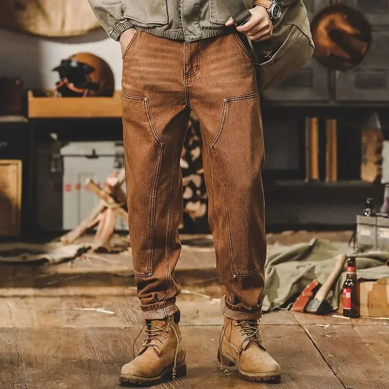 Mens Clothing Retro Tooling Pants Men's Loose Straight Men's Jeans 2026 New Trendy Brand Classic Coffee Y2k Baggy Harem Pants — image 3