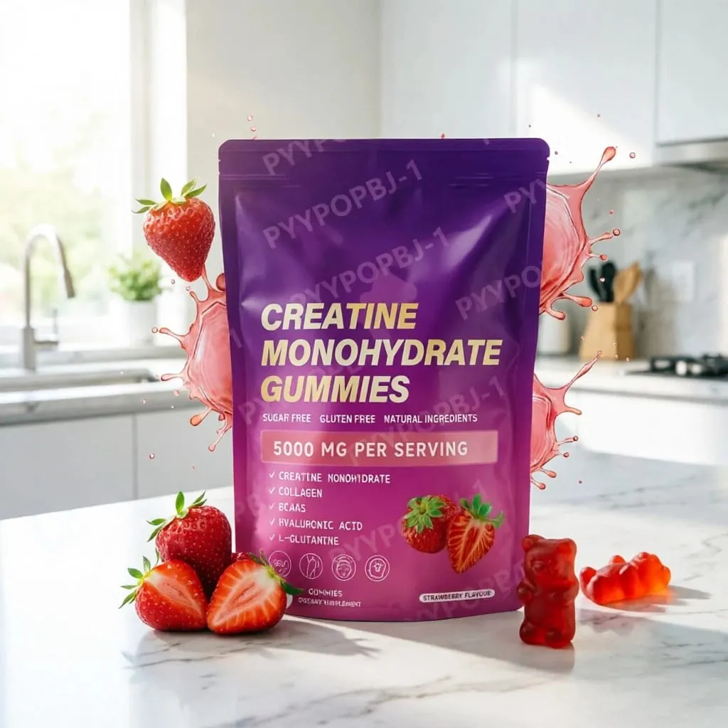 Creatine Monohydrate Gummies 60 Count với Collagen Biotin Vitamin D3 & Hyaluronic Acid để phục hồi hàng ngày trước và sau tập luyện