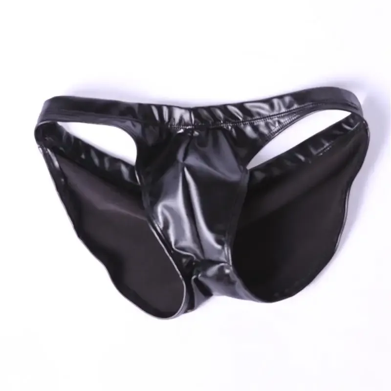 Oil Glossy Swimming Briefs PU Lather Elastic Low-rise Buttocks-Lifting Slip Bikini Shirring Crotch Seam Underwear Bathing Shorts — image 21