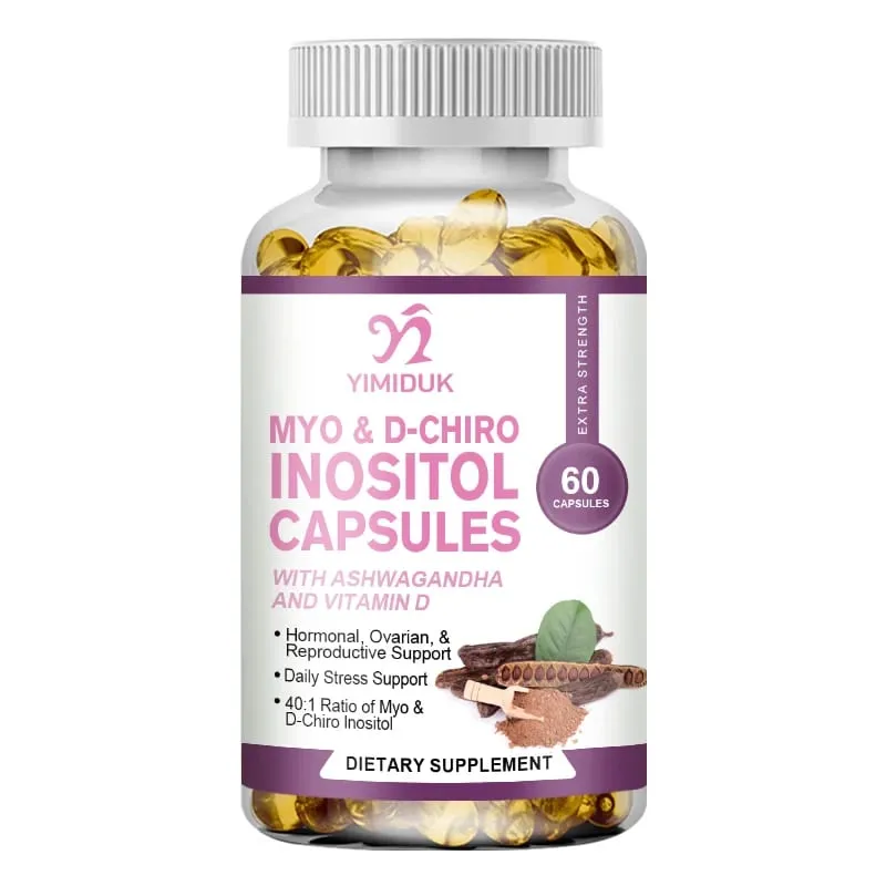 Myo Inosito Capsules & D-Chiro Inositol with Ashwagandha Root & Vitamin D3 Hormone Balance for Women Regulate Menstrual Cycle