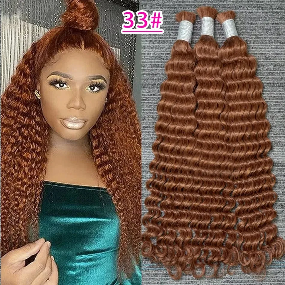 100% Human Hair Deep Wave Bulk Hair No Weft Bundles For Braiding Brazilian Virgin Hair Natural Wave Curly Hair Extensions Remy H — image 15