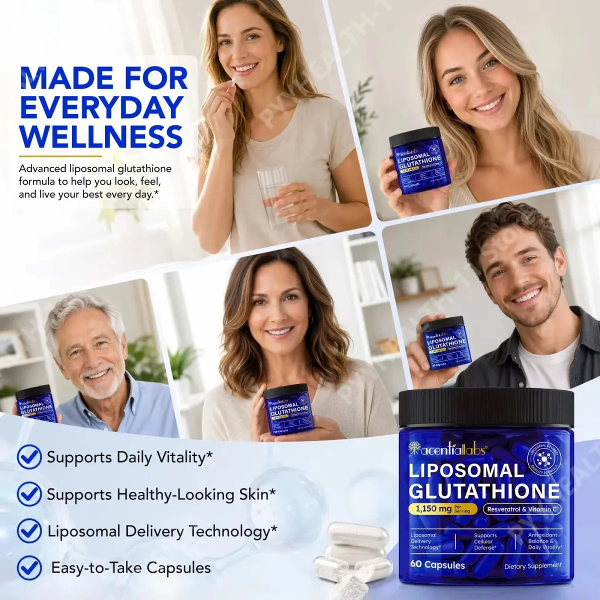 Cápsulas de glutatión liposomal con resveratrol y vitamina C para defensa antioxidante, soporte inmunológico y celular, 60 cápsulas — image 4