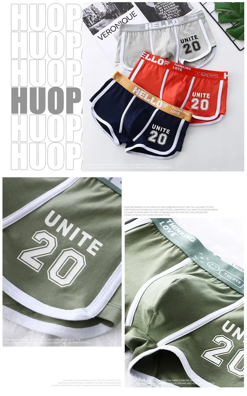 1/3 Quần Lót Nam Thể Thao Quần Lót Boxer Cotton Quá Khổ Màu Trơn Thời Trang Trẻ Trung Thể Thao Quần Lót Nam Thoải Mái thoáng Khí — image 10