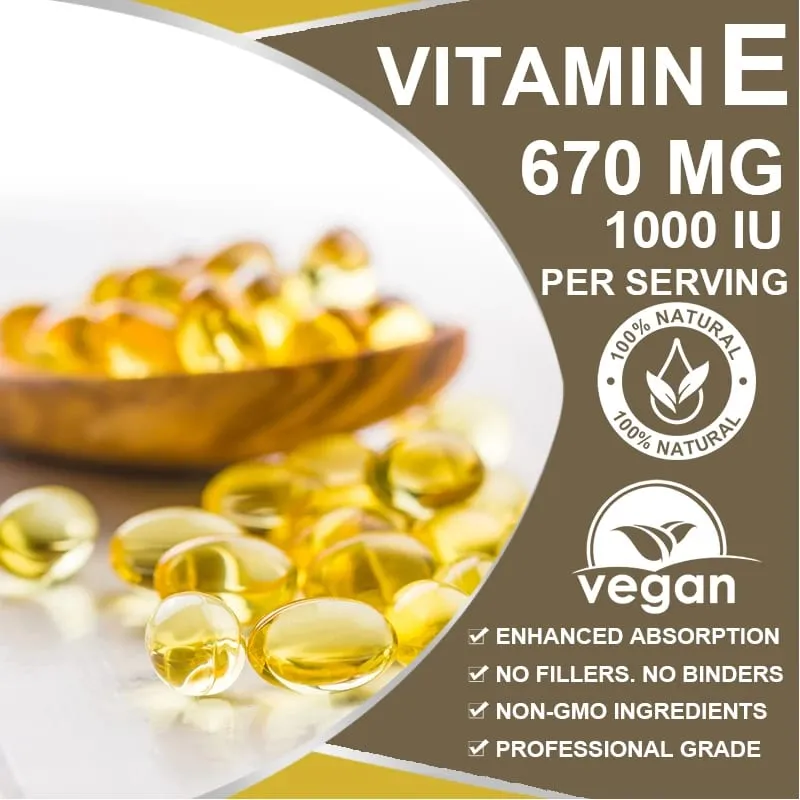 Alxfresh Vitamin E 670 mg (1000 IE) - Naturligt kosttillskott Antioxidant Hud Immunsystem Support Glutenfri Vegen — image 2