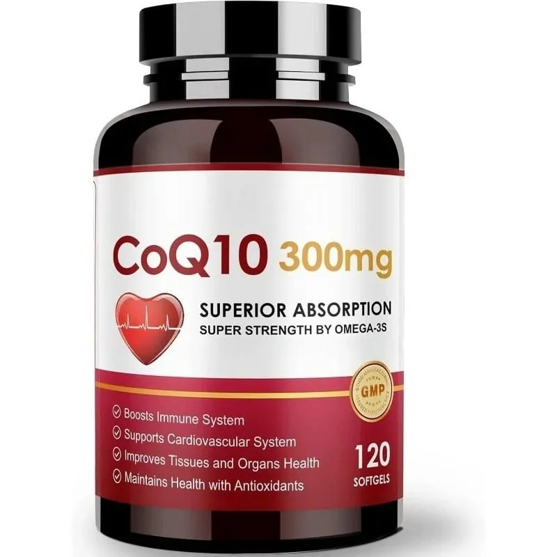 CoQ10 300mg Softgels with PQQ Omega-3 Coenzyme Q10 High Absorption Antioxidant Daily Energy Support Non-GMO 120 Count Adults
