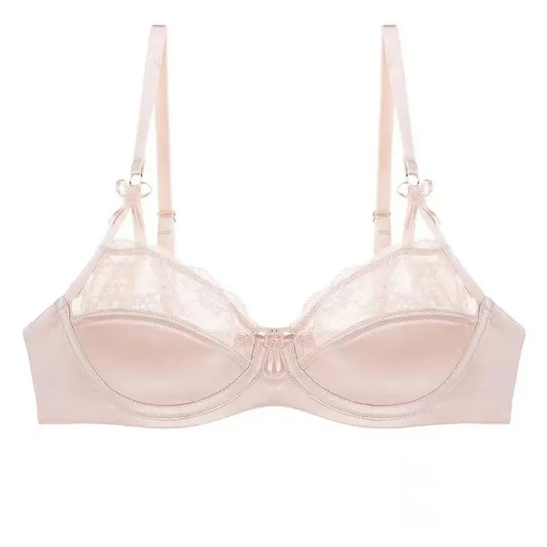 ผู้หญิงบางภาษาฝรั่งเศสคำครึ่งถ้วยลูกไม้ชุด Minimizer สำหรับหน้าอกใหญ่ Push Up Anti-Sagging ด้านข้างสนับสนุน Comfort เซ็กซี่ทุกวันชุดชั้นในชุด