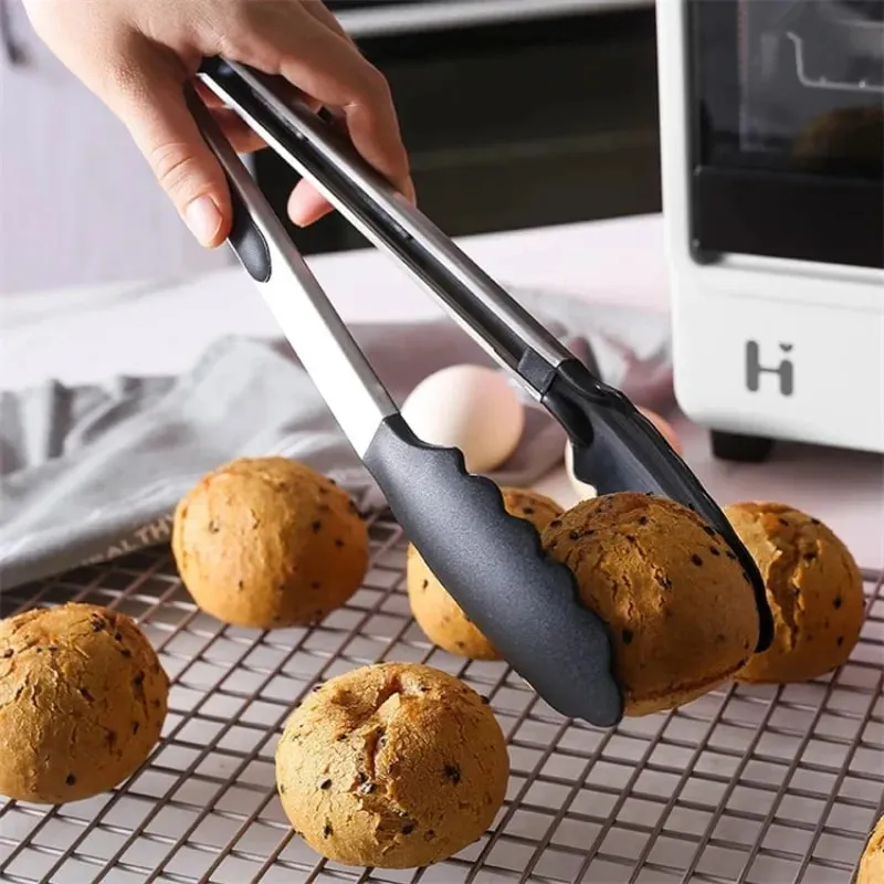 Silicone Kitchen Food Tongs Non Stick Heat Resistant Cooking Clip For BBQ Salad Steak Pasta Household Kitchen Utensils — image 5