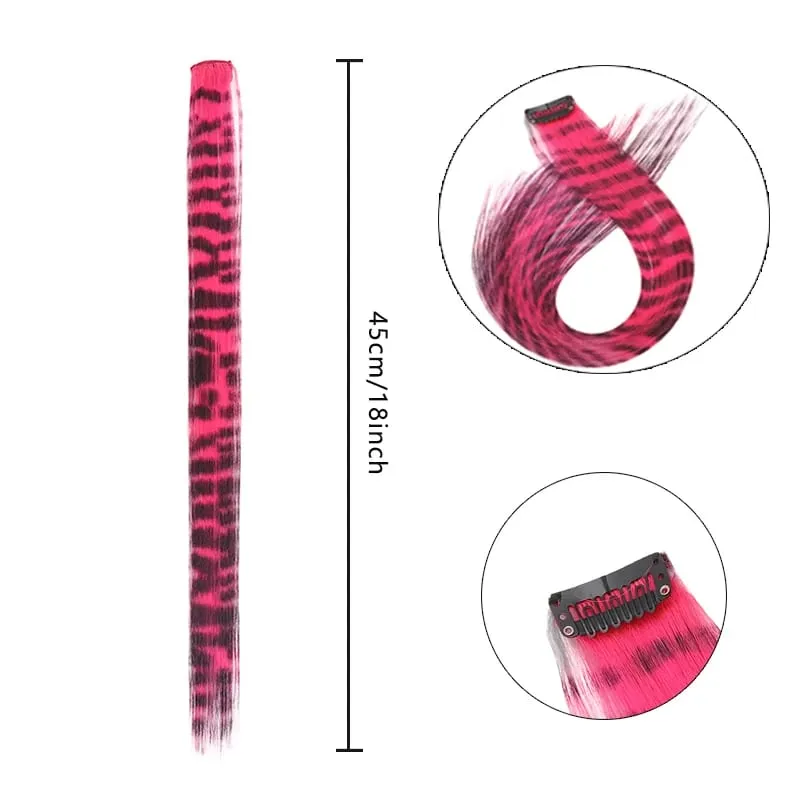 Wig Colored Synthetic Hair Extensions One Card Invisible and Traceless Leopard Print Hanging Ear Dye Long Straight Hair Extensio — image 5