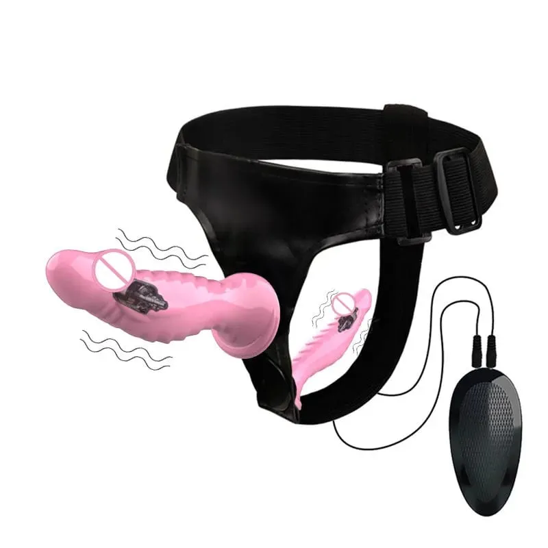 Vibrating Double Penetration Strap On Dildo Harness Adjustable Belt Dual Ended Anal Plug Sex Toy for Couples Remote Control A — image 14