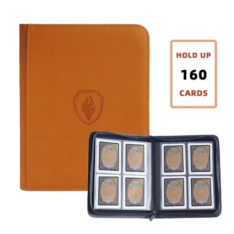 Holds 160 Cards|Trading Card Binder for 3”×4”Cards | 4-Pocket Double-sided Album |PU Leather Zipper Folder for TCG/Sports Cards — image 8