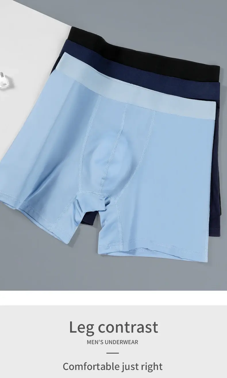 Sous-vêtements de sport en soie glacée pour hommes, boxer d'été fin, respirant, grande taille, à l'entrejambe, à porter longtemps