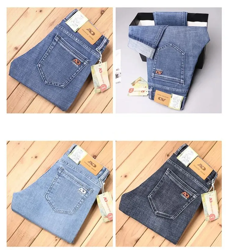 2026 Spring Summer Men's Slim Jeans Stylish Casual Stretch Fabric Denim Pants Classic Trousers Smoke Gray Plus Size 40 — image 9