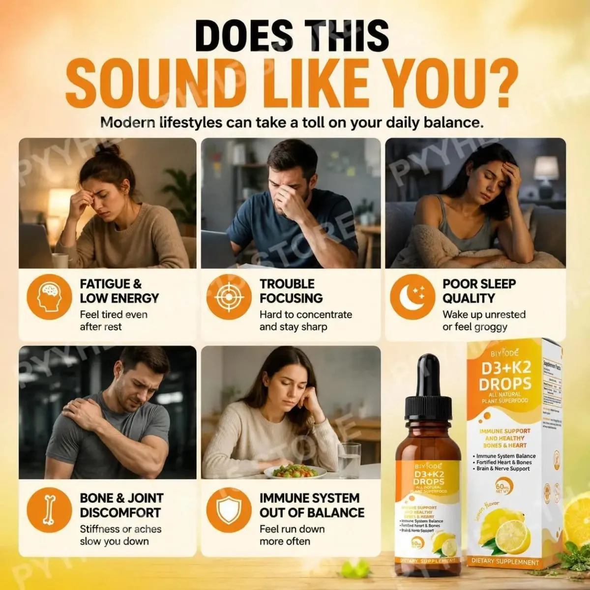 Vitamin D3 K2 Liquid Drops Calcium Absorption and Bone Support 1000 IU D3 with K2 Lemon Flavor 60 ml 30 Servings — image 4