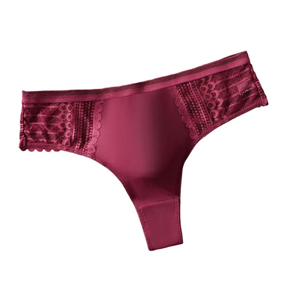 1pc hommes Sexy dentelle slips sans couture glace soie sous-vêtements en string 3D renflement poche solide string haute élastique respirant culotte