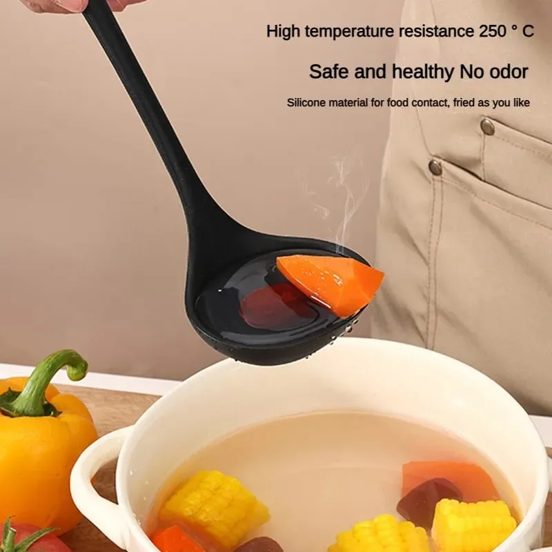 1/10PCS Food-Grade Silicone Kitchen Tools Set Heat-Resistant Slotted Spoon for Non-Stick Cookware & Hot Pot Multi-Use Strainer — image 3