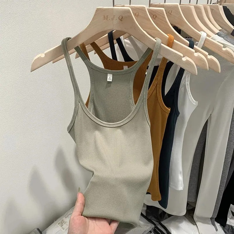 Layering Outerwear Tees 2026 Summer Y2K Hot Girl Knitted Ribbed Women Camis Figure Flattering Sleeveless Tank Top — image 9