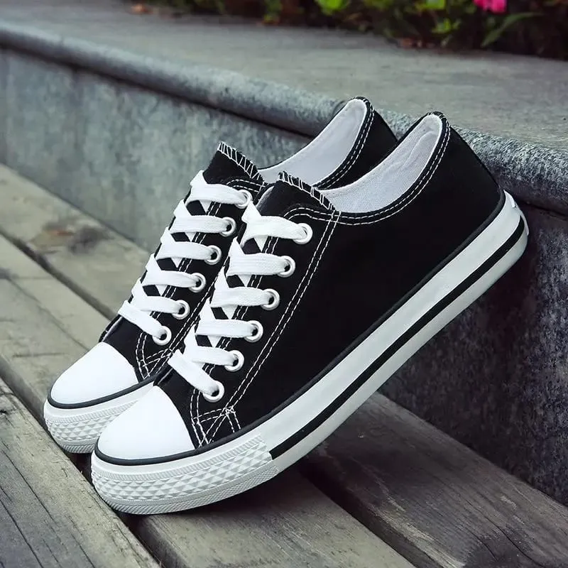 Men's Canvas Shoes Breathable Casual Sneakers Korean Style Versatile Student Flat Heel Low Cut Durable TPR Outsole Fashionable