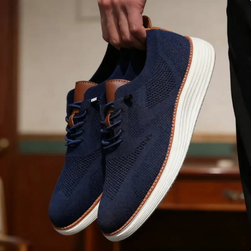 Männer Casual Wanderschuhe Atmungsaktive Mesh Stricken Turnschuhe Heißer Verkauf Bestseller Leichte, Nicht-slip Flache Spitze Up Laufschuhe männer