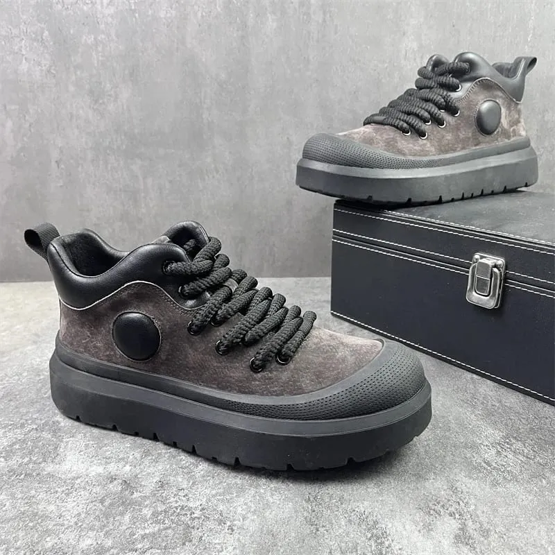 Autumn Men Casual Sneakers Platform High Top Skateboard Vulcanized Shoes Tennis Sports Shoes Lace Up High Quality Outdoor Boots