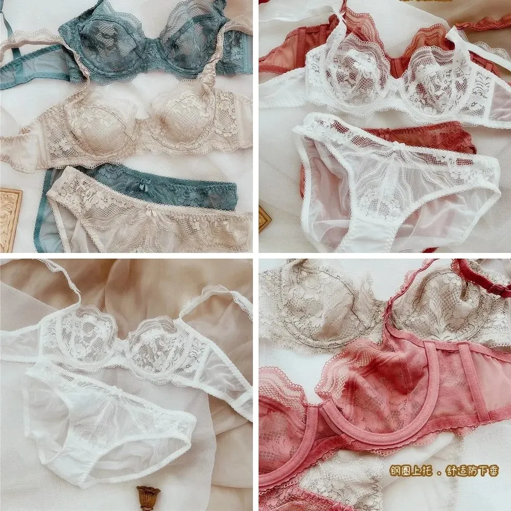 Ultra-Thin Lace Bra & Panty Set Push-Up with Light Padding Sheer Lingerie in Large Sizes — image 2