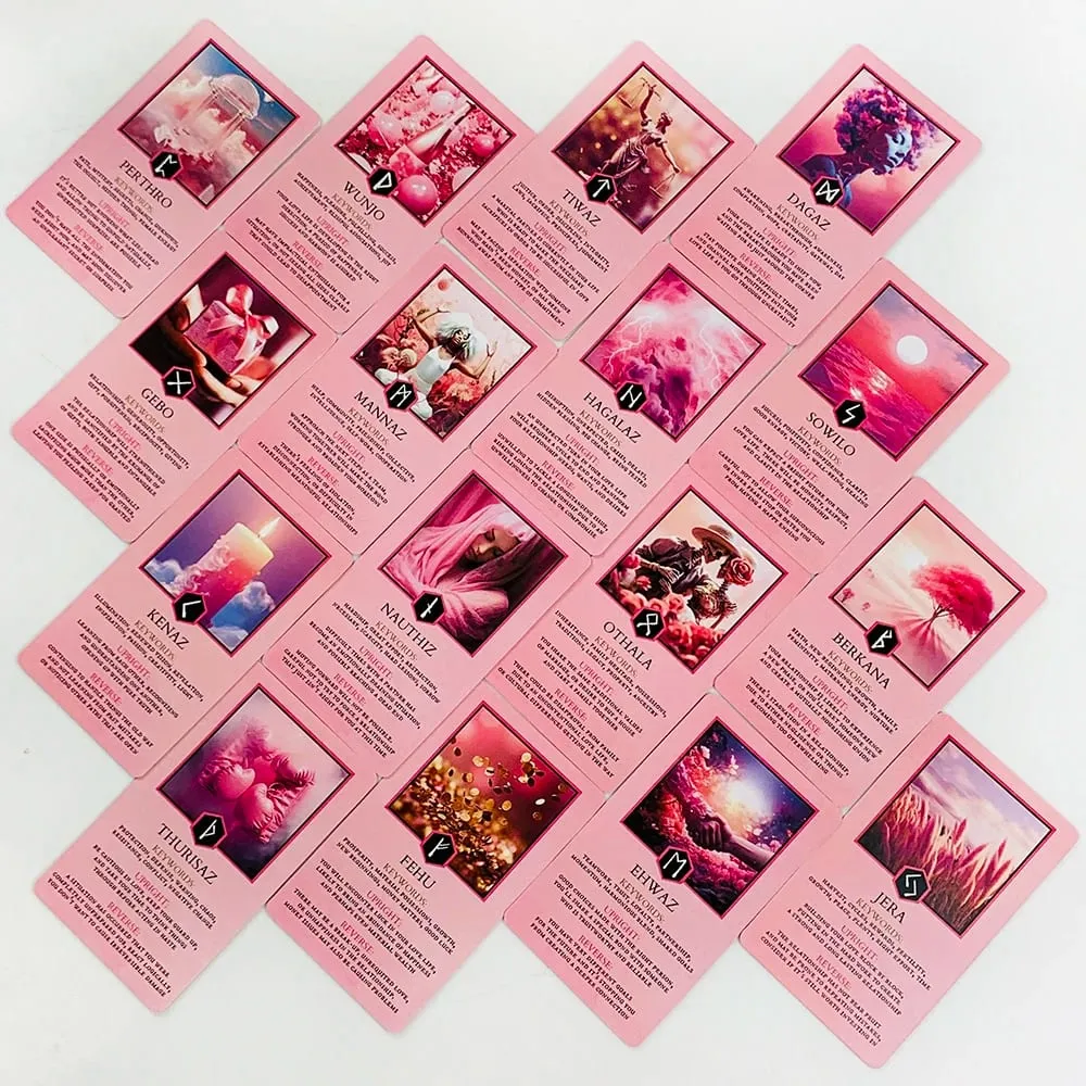 Pink Oracle Cards For Relationship Guidance & Divination - Elder Futhark Rune Meanings Perfect For Spiritual Guidance — image 4