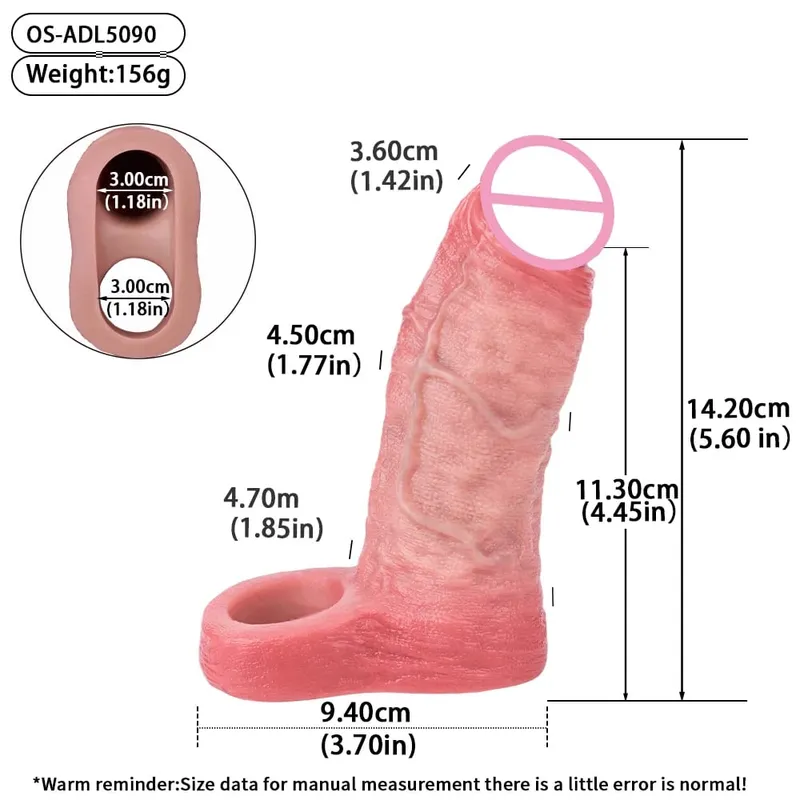 7.2in Realistic Penis Sleeve Reusable Penis Sleeve with Cock Ring Silicone Penis Enlarger Sleeve Male Adult Sex Toy for Men — image 10