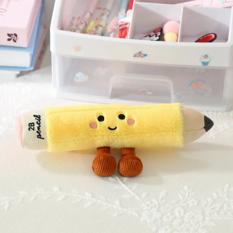 1pc Stationery Plush Toy Smiling Kawaii Face Pencil Book Ruler with Legs Humanoid Doll Decor Plushie Birthday Gift