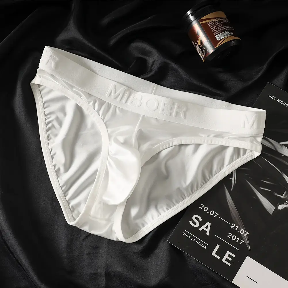 Low Waist Mens Briefs Underwear with Ice Silk Satin-like Fabric Bulge Pouch Smooth Stretch Breathable Underpants — image 7