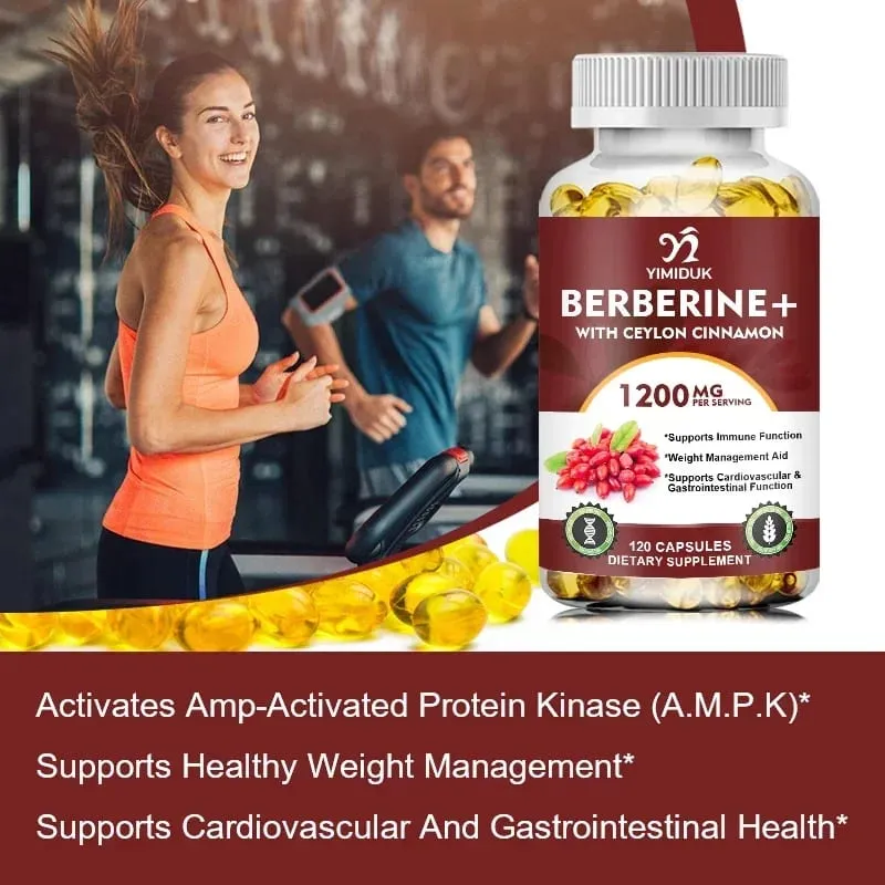 Berberine 1200mg Supplement Supports AMPK Activation Healthy Glucose Metabolism Immunity & Weight Control for Adults — image 3